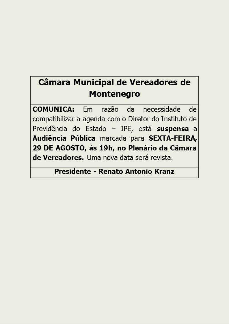 Audiência Pública Suspensa